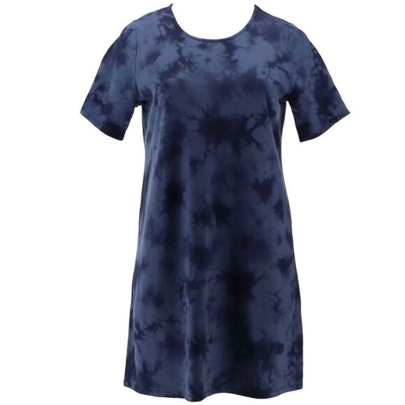 Denim & Co. French Terry Crystal Wash Tie-Dye T-Shirt Dress - Picture 4 of 6
